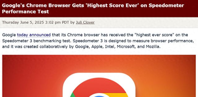谷歌Chrome瀏覽器在Speedometer 3性能測(cè)試中創(chuàng)歷史新高
